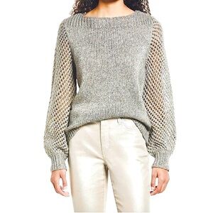 TOMMY BAHAMA Shimmer Balloon Sleeve Sweater in Silver